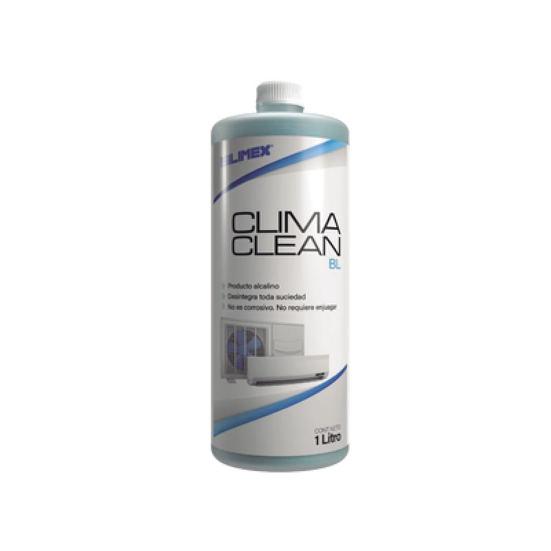 CLIMA CLEAN BL Limpiador a base ácida que garantiza una limpieza profunda y profesional en derpentines de minisplits mejorando su eficiencia y prolongando su vida útil