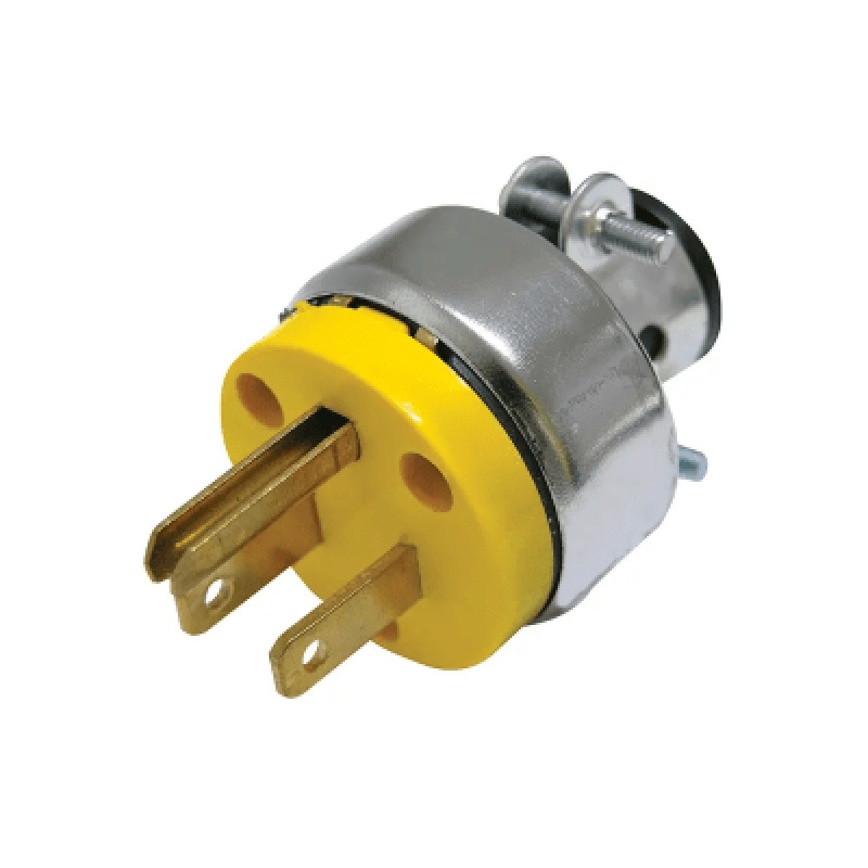 Clavija Blindada con Abrazadera Aterrizada / 15 A 125 V / 50/60 Hz / ABS/ Metal / Color Amarillo