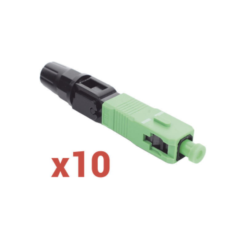 Conector Mecánico de Instalación en Campo Monomodo FC/APC Prepulido Reterminable Paquete con 10 conectores