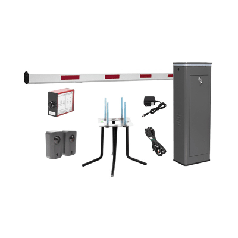 Kit COMPLETO Barrera Izquierda XBF Con Corona LED / Brazo de 3M / Incluye Sensor de Masa Transformador Lazo Magnético Ancla Fotoceldas y 2 Controles Inalámbricos