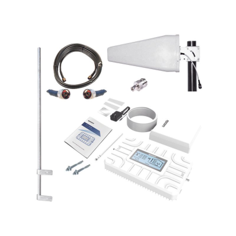 Kit PLUS de Amplificador de Señal Celular 5G / Penta Banda B28 B5 B2/25 B4/66 y B7 / Soporta 2G 3G 4G y 5G / Compatible con TELCEL ATT MOVISTAR y OMV como Bait PilloFon y más / Cobertura hasta 200 m2 / Incluye Antenas y Cable d