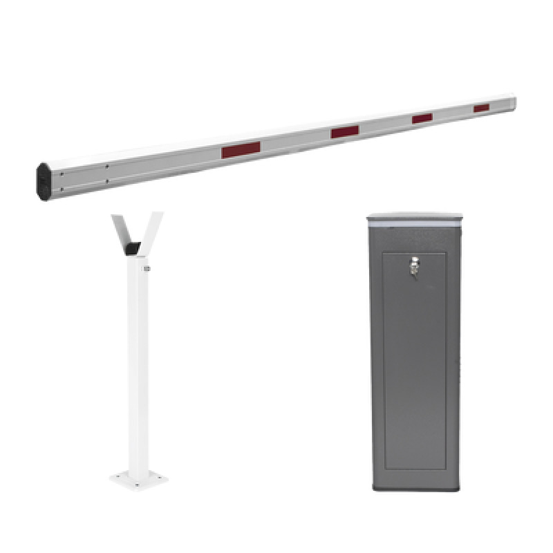 Kit de Barrera Vehicular Derecha y Brazo Telescópico de Hasta 55 m / Finales de Carrera Ajustables por Programación / Movimiento Fluido / Diseño Elegante Color Gris / Con Corona Led Semaforizada
