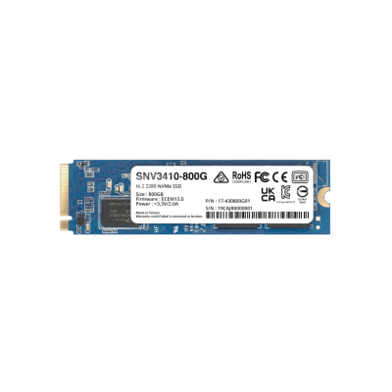 SSD 800GB NVMe M2 2280 diseñada para Synology NAS con ranuras M2 integradas