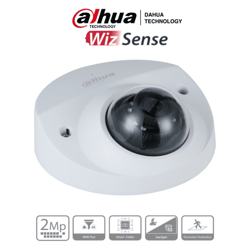 DAHUA IPC-HDBW3241F-AS-M - Camara IP Domo Antivandalica de 2 Megapixeles/ WizSense/ Lente de 2.8 mm/ 106 Grados de Apertura/ H.265+/ Microfono Integrado/  IR 30 Mts/ Videoanaliticos con SMD Plus/ IP67/ IK10/ PoE/ Ranura para MicroSD/ #VeranoDahua