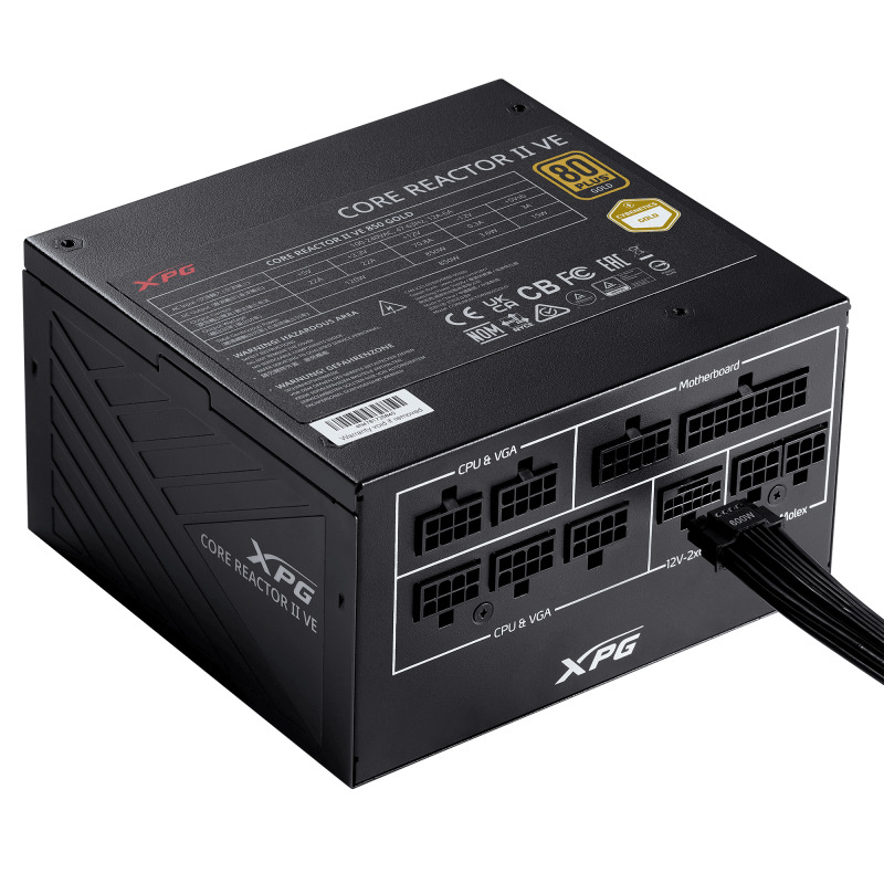 Fuente de Poder XPG 650W CORE REACTOR II VE 80 Plus Gold FDB Rodamiento Hidraulico 120mm 2xPCIE ATX 3.1