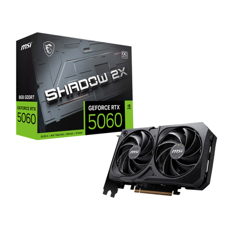 Tarjeta de video MSI 8GB RTX 5060 8G SHADOW 2x OC 2xfan GDDR7 1xHDMI 3xDP