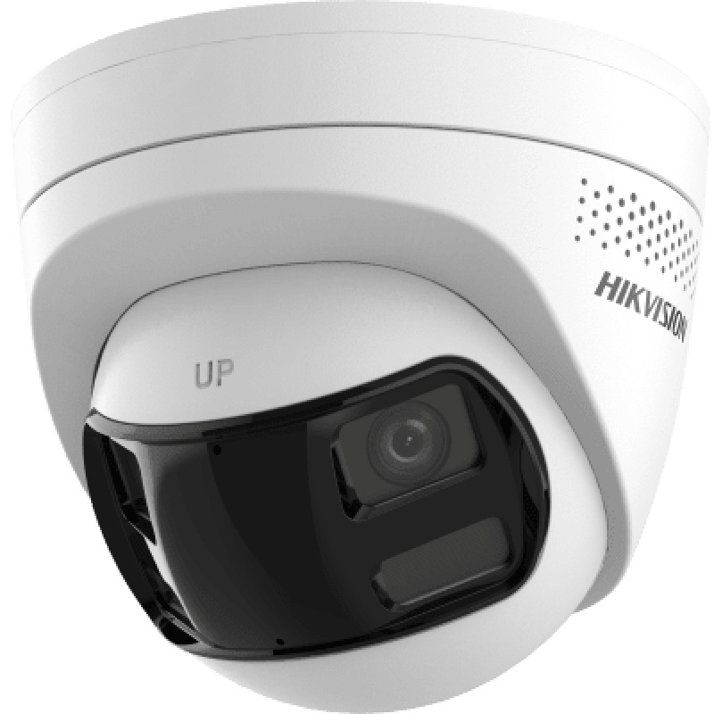 PROTECCIÓN ACTIVA Turret IP 6Megapixel / 2 Lentes de 28 mm Imagen Panorámica 180 / 30 mts IR / Exterior IP67 / Luz Intermitente y Alerta de Audio / Audio Bidireccional / ACUSENSE / WDR 120 dB / Micro SD
