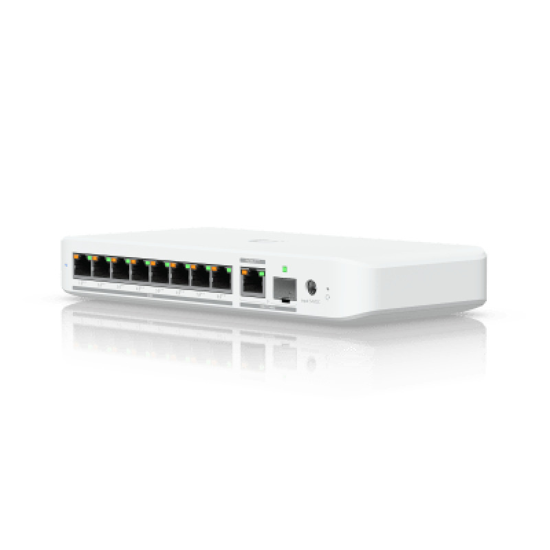 USW Flex 25G PoE Switch de 8 Puertos 25GbE PoE con un Puerto de Enlace Ascendente Combinado RJ45/SFP de 10 GbE No incluye Adaptador ca/cc
