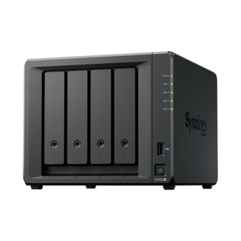 NAS SYNOLOGY DS425+ /4 BAHIAS NUCLEO CUADRUPLE 2.0 GHZ/ HASTA 80 TB, 2GB DDR4 HASTA 6GB/ PTO 1GBE LAN, 1 PTO 2.5GBE LAN / USB 3.2 X 2/ HOT SWAP/ SOPORTA M.2 2280 NVME /NO INCLUYE DISCOS CELERON J4125