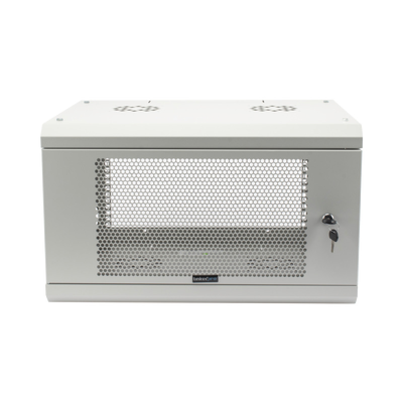Gabinete de Pared de 6U con Puerta Perforada 455 mm de Profundidad Total Rack de 19 Acero Reforzado Color Gris Mate