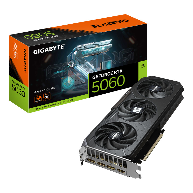 TARJETA DE VIDEO GIGABYTE GV-N5060GAMING OC-8GD / RTX 5060 / GDDR7 8 GB / DP 2.1 / HDMI 2.1 / GAMA BAJA