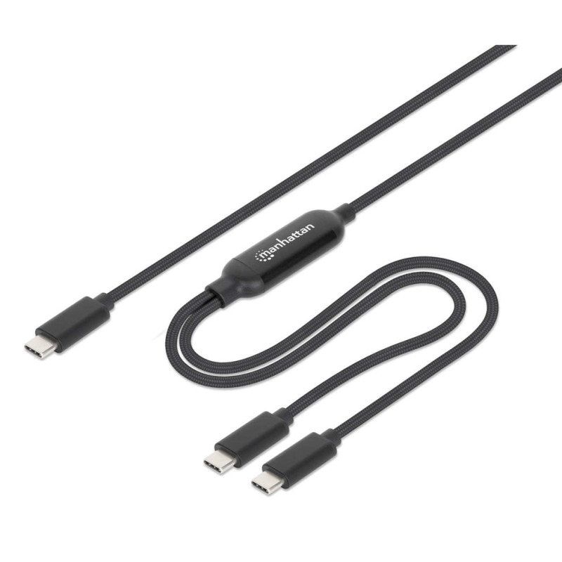 Cable Manhattan USB C con doble salida 100W 2m carga dos dispositivos desde un puerto