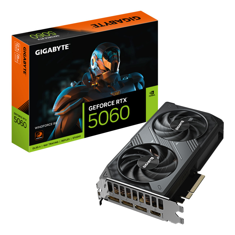 TARJETA DE VIDEO GIGABYTE (GV-N5060WF2-8GD) RTX 5060,8GB GDDR7,PCIE 5.0,HDMI,3*DP,2FAN