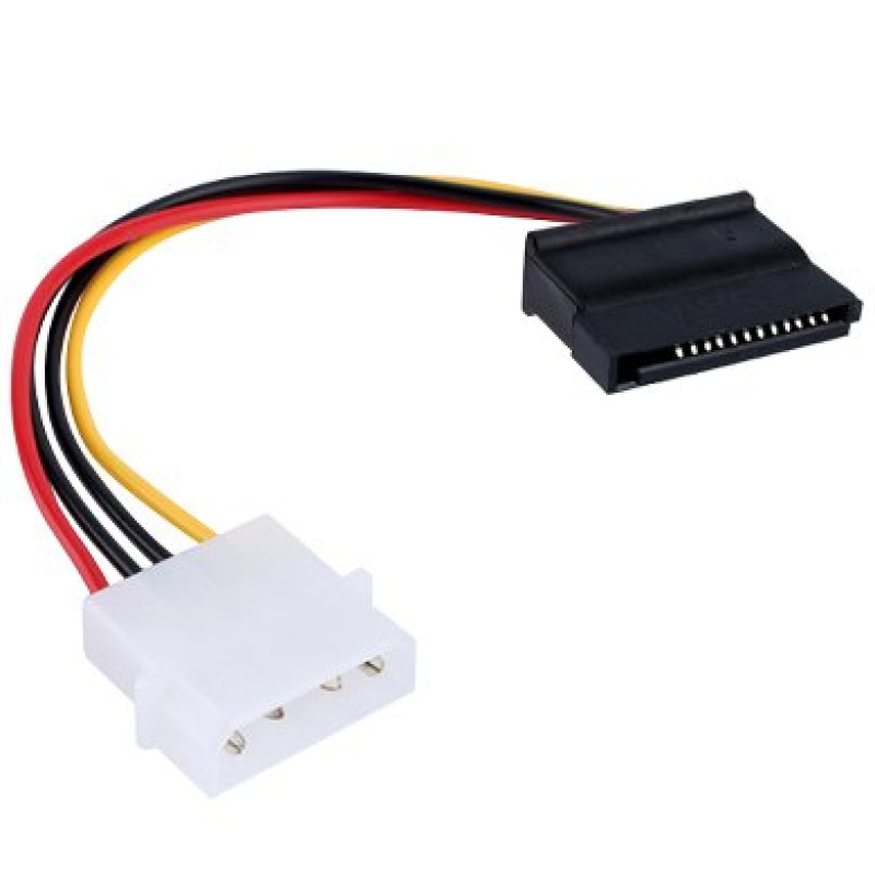 BRobotix 102242 cable SATA 0.15 m SATA 15 puntas Molex (4 puntas) Negro, Rojo, Amarillo