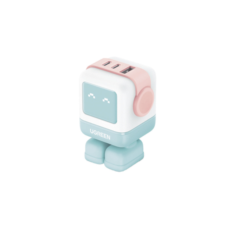 Cargador RobotGaN de 65W Serie UNO | 3 Puertos de Carga Rápida | 2 USBC | 1 USBA | PD 30 | QC 40 | Carga Inteligente | Tecnología GaN II | Zapato Magnético Extraíble | Carcasa Ignifuga | Pantalla LED