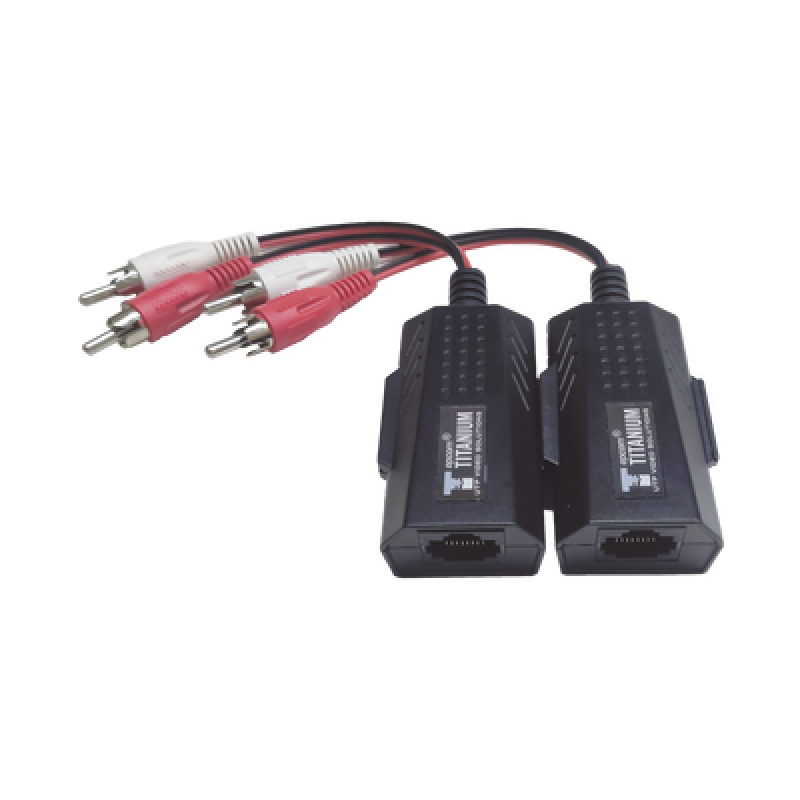 Balun Extensor de audio analogo estereo RCA a RJ45  / Distancia 800 mts/  Cable CAT56 / Conector 100 COBRE / protección TVS Calidad PREMIUM