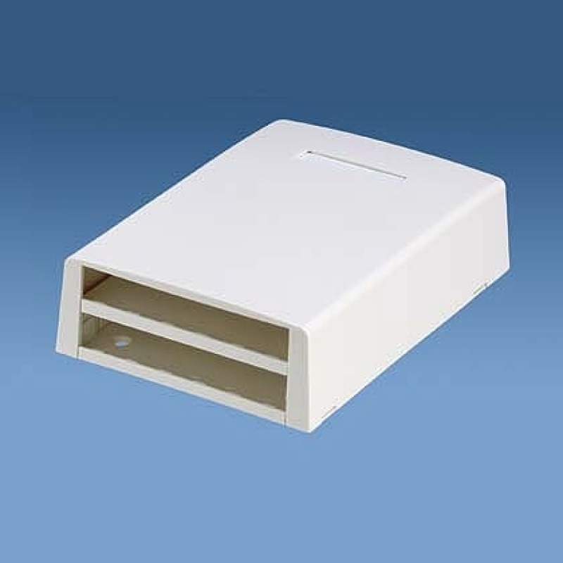 Caja de Montaje en Superficie Con Accesorio para Resguardo de Fibra Óptica Para 12 Módulos MiniCom Color Blanco