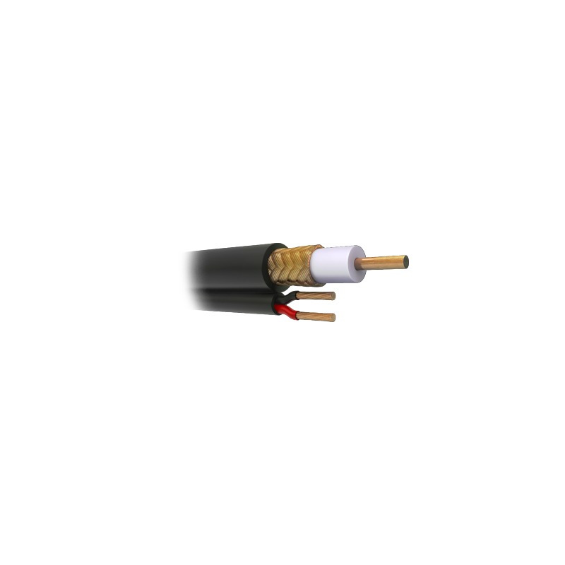 Bobina de 305 metros de Cable Coaxial RG59 Siamés Malla de Cobre HECHO EN MÉXICO Optimizado para HD Aplicación para intemperie   Forro grabado con la marca SYSCOM