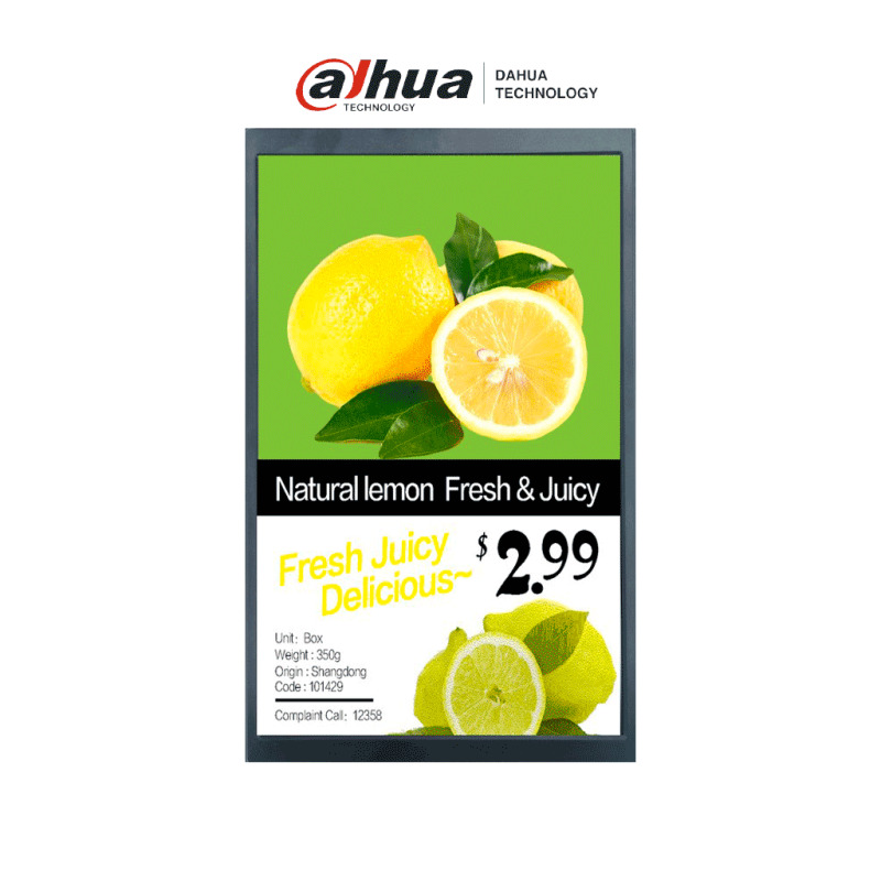 DAHUA DHI-ESL-L101-01 - Etiqueta electrónica ofrece una interfaz interactiva con comunicación Bluetooth y soporte para 256 colores con indicadores LED, ideal para actualizar precios en tiempo real.