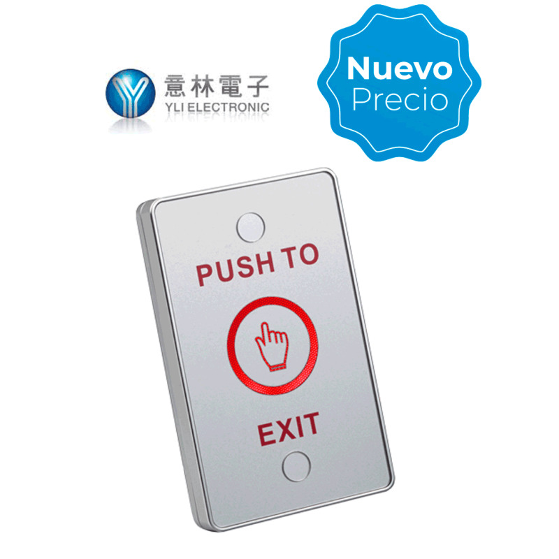 YLI TSK830A - Botón liberador touch con iluminación LED interiores con salidas NO y NC No requiere caja de instalación