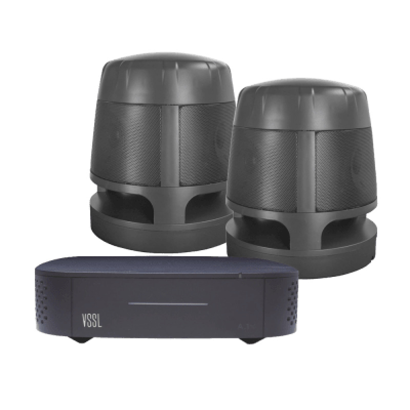 KIT Amplificador VSSL A1X | 2 Bocinas Acoustiscape TruAudio Modelo AS360 |  IP66