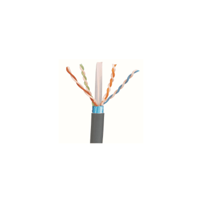Bobina de Cable Blindado F/UTP de 4 Pares Cat6A Soporte de Aplicaciones 10GBaseT LSZH Libre de Gases Tóxicos Color Gris 305m