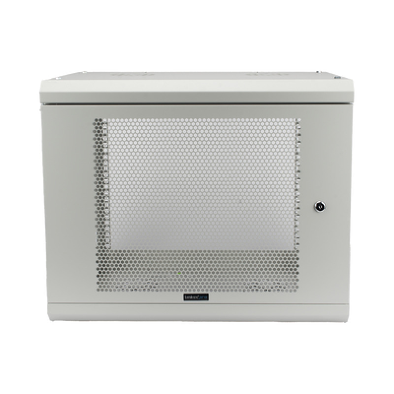 Gabinete de Pared de 9U con Puerta Perforada 455 mm de Profundidad Rack de 19 Acero Reforzado Color Gris Mate
