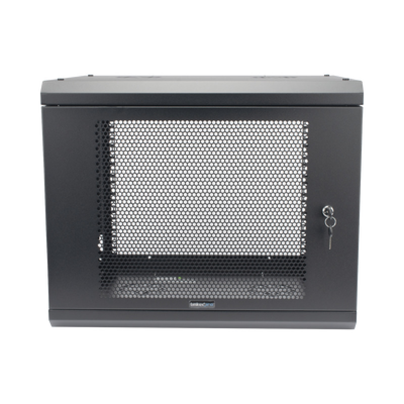Gabinete de Pared de 9U con Puerta Perforada 455 mm de Profundidad Rack de 19 Acero Reforzado Color Negro