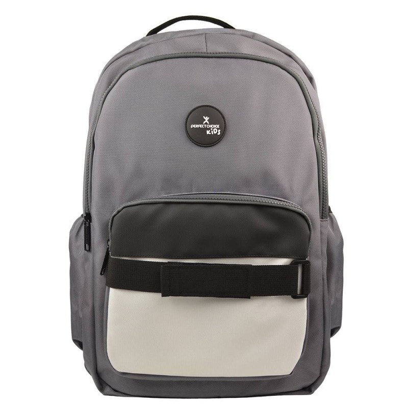 Mochila escolar Perfect Choice para niños Loopy color Gris