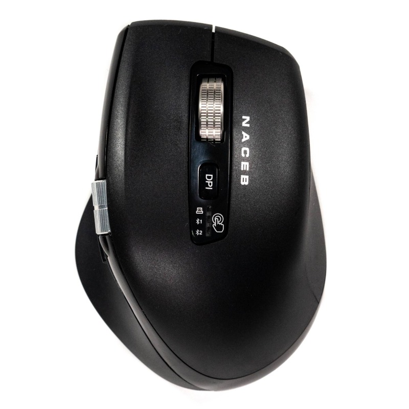 MOUSE INALAMBRICO NACEB (NA-0133) DOBLE SCROLL, USB, BLUETOOTH, 3200DPI, 5*BOTONES+RUEDA, NEGRO