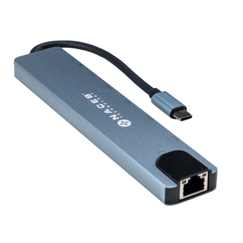 ADAPTADOR NACEB (NA-0128) HUB, USB TIPO C, 8 EN 1, 1*RJ45, 1* HDMI, 2*USB 2.0, 2*USB C, PD+SD/TF