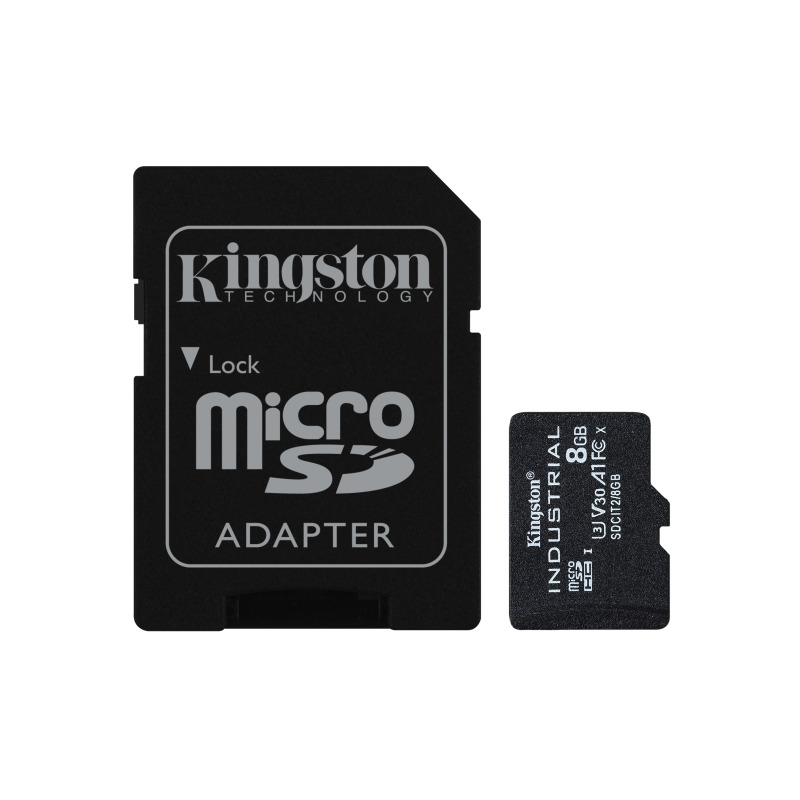 MEMORIA MICROSD SDHC KINGSTON 8GB (SDCIT2/8GB) INDUSTRIAL CLASE 10 UHS-I, U3, V30, A1  C/ADAPTADOR