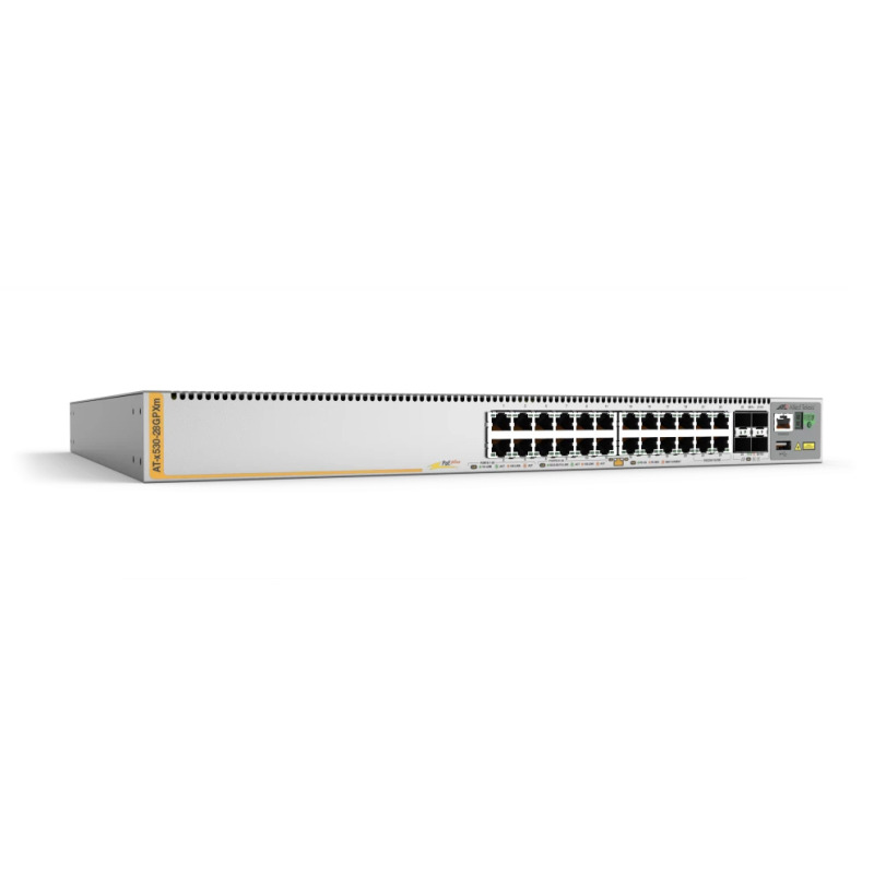 Switch PoE Stackeable Capa 3 20 puertos 10/100/1000 Mbps  4 x 100M/1G/25/5GT  4 puertos SFP 10 G hasta 740 W fuente redundante