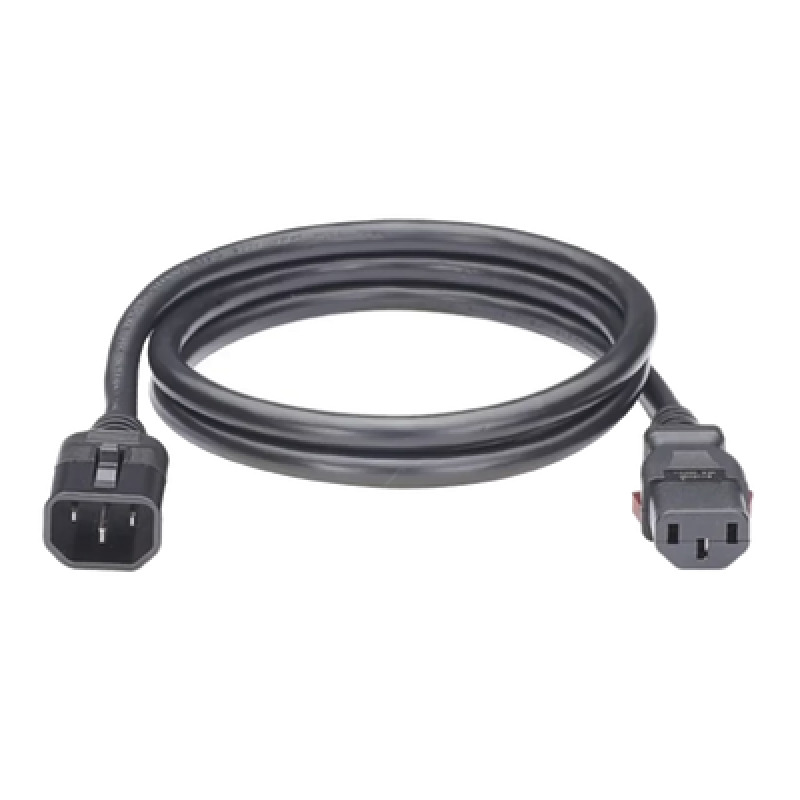 Cable de Alimentación Eléctrica Con Bloqueo de Seguridad de IEC C14 a IEC C13 18 Metros de Largo Color Negro 1 Pieza