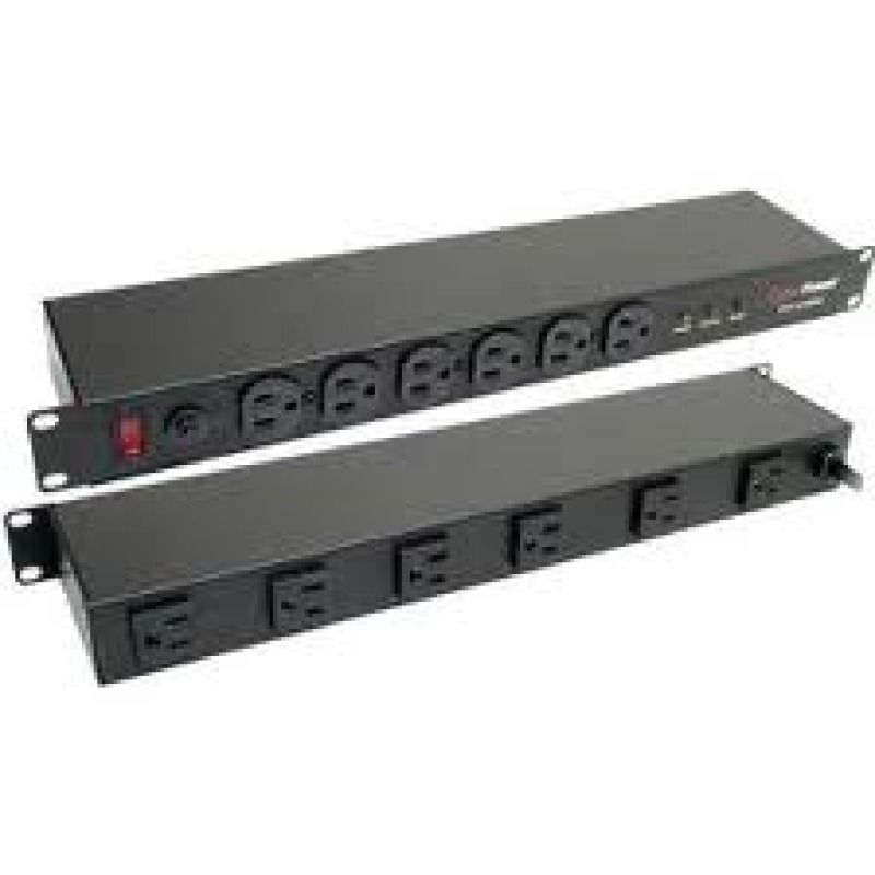 PDU CyberPower CPS1215RMS monofásico rack 1U 12 NEMA 5-15R (6 frontal y 6 trasera) 120Vca carcasa metálica grado industrial