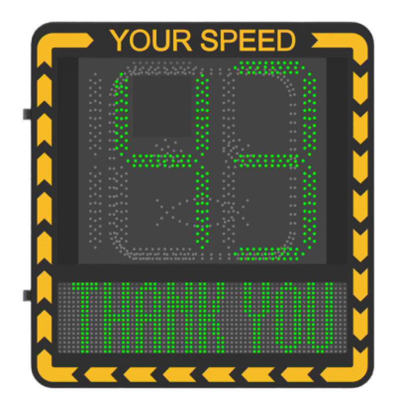 Pantalla LED de Señalización de Velocidad por Radar / Detección de Velocidad en Tiempo Real / Rango de Detección de 100 m / Hasta 32 Objetivos Detectados / Pantalla LED de Alta Visibilidad / Instalación en Carril o Later