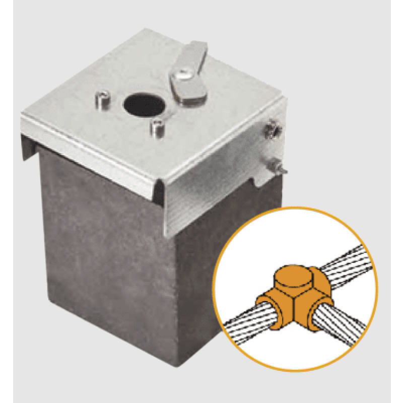 Molde de grafito horizontal unión en T horizontal de cable 1/0 AWG pasante con cable 1/0 AWG terminal