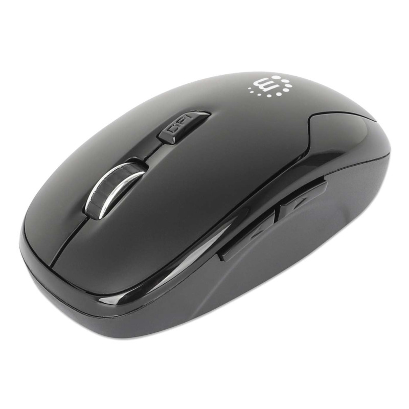 MOUSE OPTICO MANHATTAN INALAMBRICO 6 BOTONES DIESTRO 2.4G NEGRO
