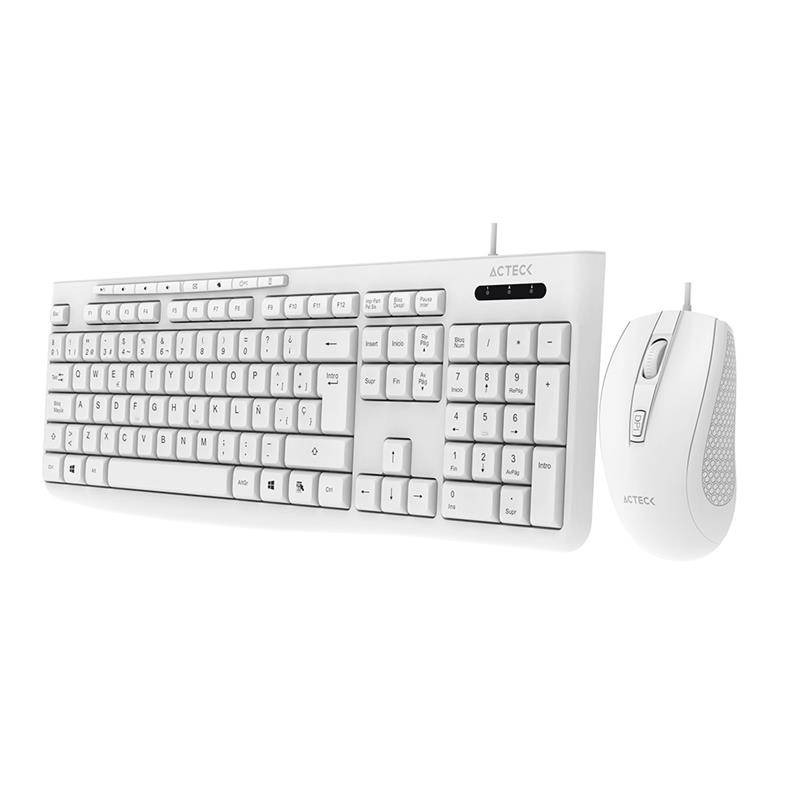 KIT ACTECK CREATOR PRIME MK455 / TECLADO Y MOUSE / ALAMBRICO / USB 2.0 / WINDOWS / ESPAÑOL / 105 TECLAS / MEMBRANA / MULTIMEDIA / OPTICO / 1600 DPI AJUSTABLE / 4 BOTONES / BLANCO / AC-941792