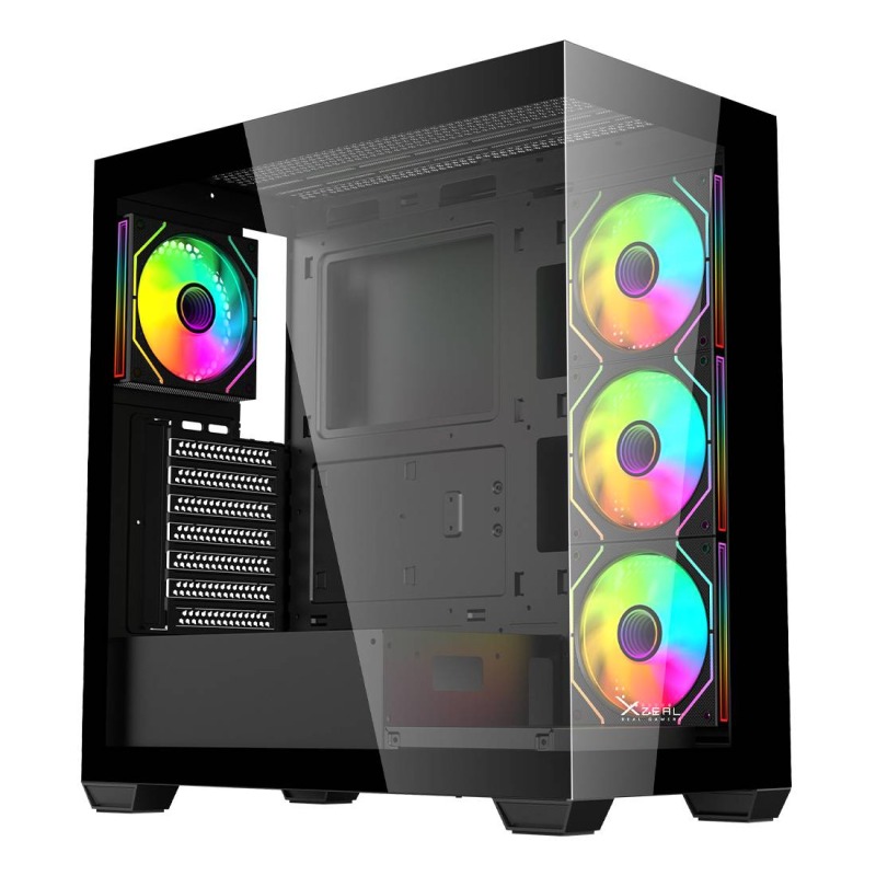 GABINETE XZEAL (XZCGB08B) YRDEN XZ140, ATX, PANEL LATERAL-FRONTAL CRISTAL,4*FANS RGB,S/FUENTE,NEGRO