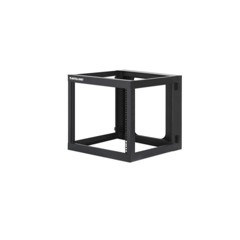 INTELLINET 716048 - Rack abierto de 19" para montaje en pared, 4 postes, 9U Marco abatible, 9 Unidades, 600 mm de profundidad, ensamblado, negro
