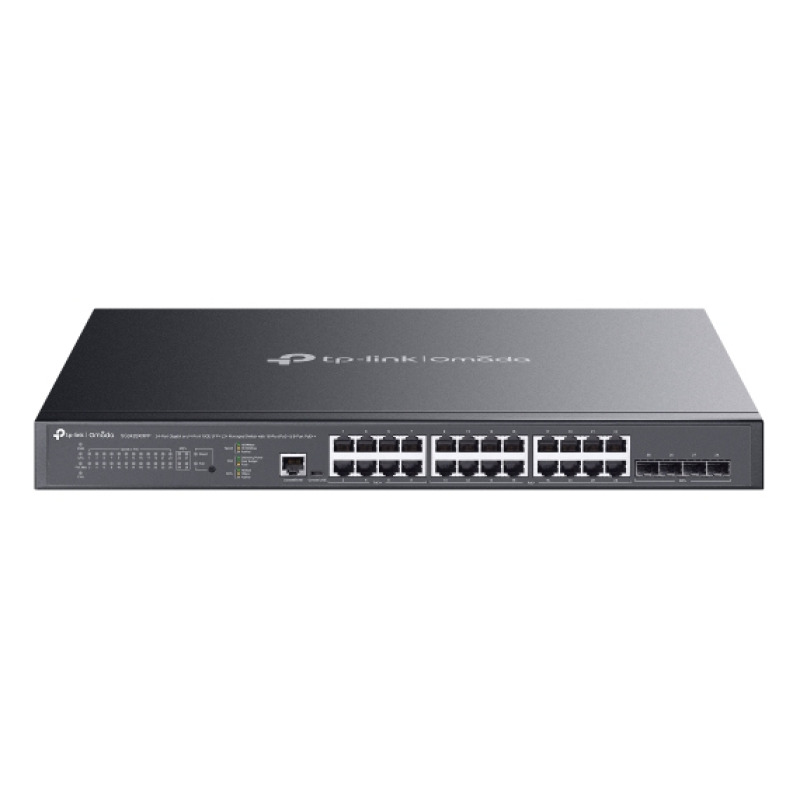 Switch TP-Link Omada SG3428XMPP administrable L2+ 24 puertos gigabit PoE (8x PoE++ max. 90W 16x PoE+ max. 30W) max. total 500W 4x SFP+ 10Gbps