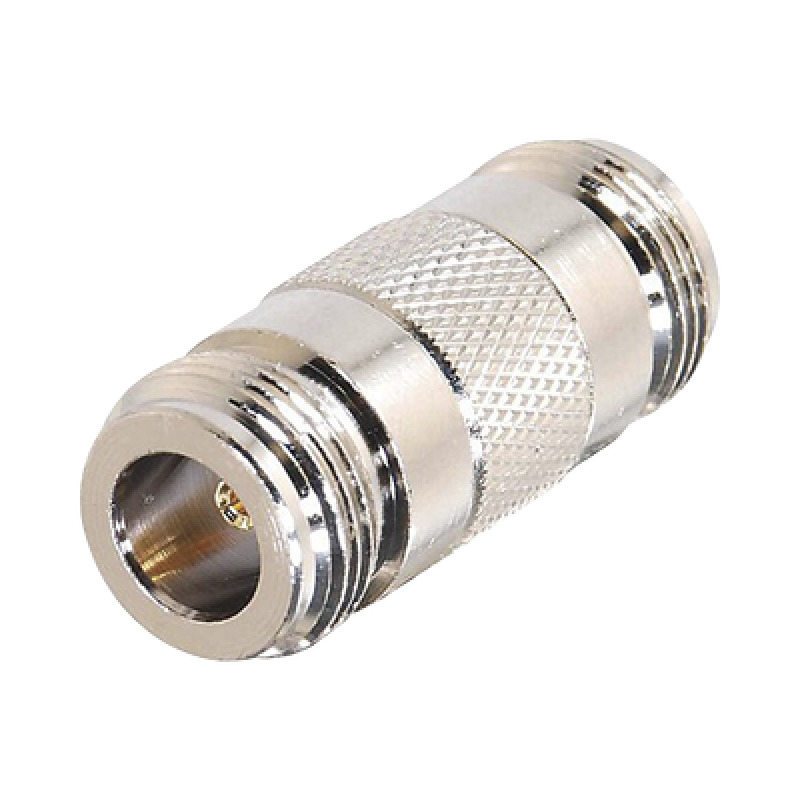 Adaptador Barril en Linea para 50 Ohm de Conector N Hembra a N Hembra Plata/ Oro/ Teflón