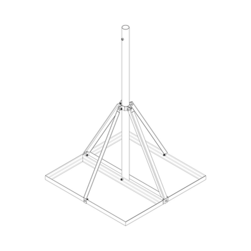 Base No Penetrante Base de 09 x 09 m con Mástil de 15 m x 2 diam Ced30 para Instalación de Antenas HOTDIP
