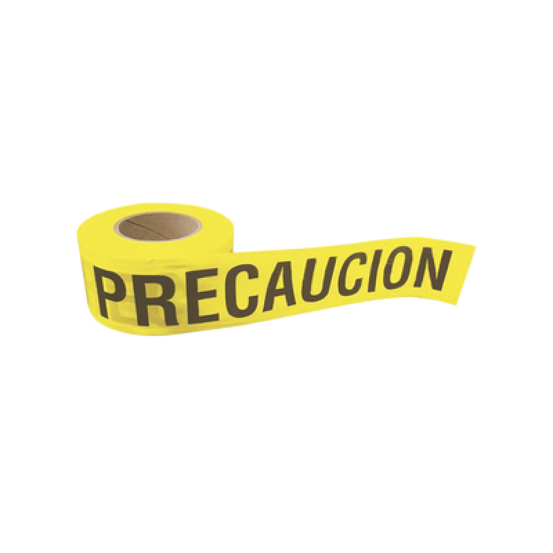 Cinta para barricada PRECAUCION de 100 m y ancho de 3