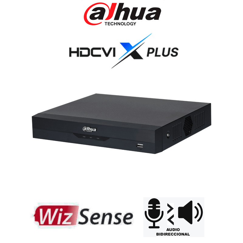DAHUA DH-XVR5104HS-I3/T - DVR de 5MP Lite con WizSense/ HDCVI X PLUS/ Soporta 4 canales + 2 IP o hasta 6 canales IP/  Audio Bidireccional en los 4 Canales/  Reconocimiento facial y protección perimetral en 1 canal/ incluye SDM Plus, codificación H.265+